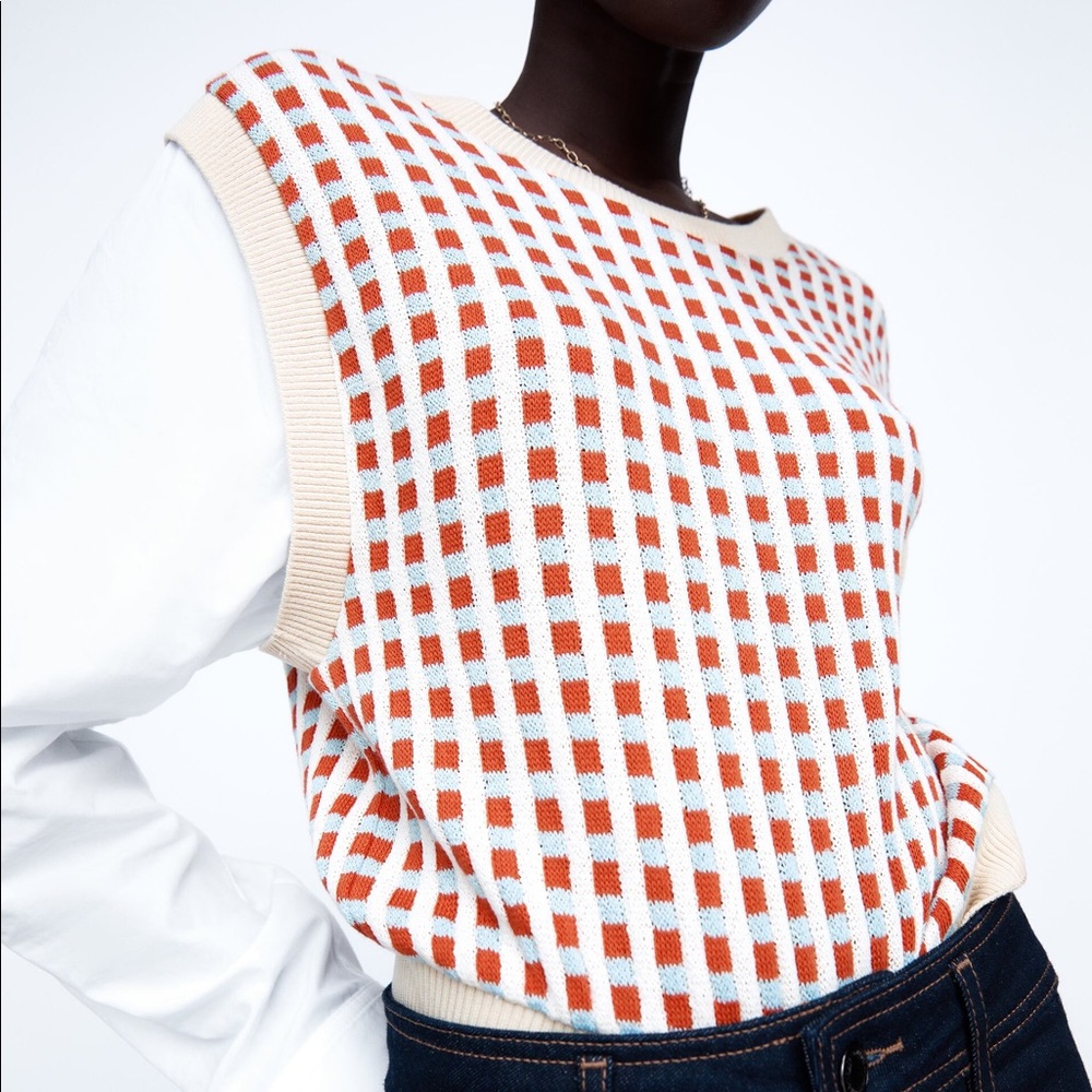 ZARA contrast jacquard top